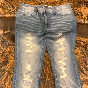 Distressed Jean Leggings